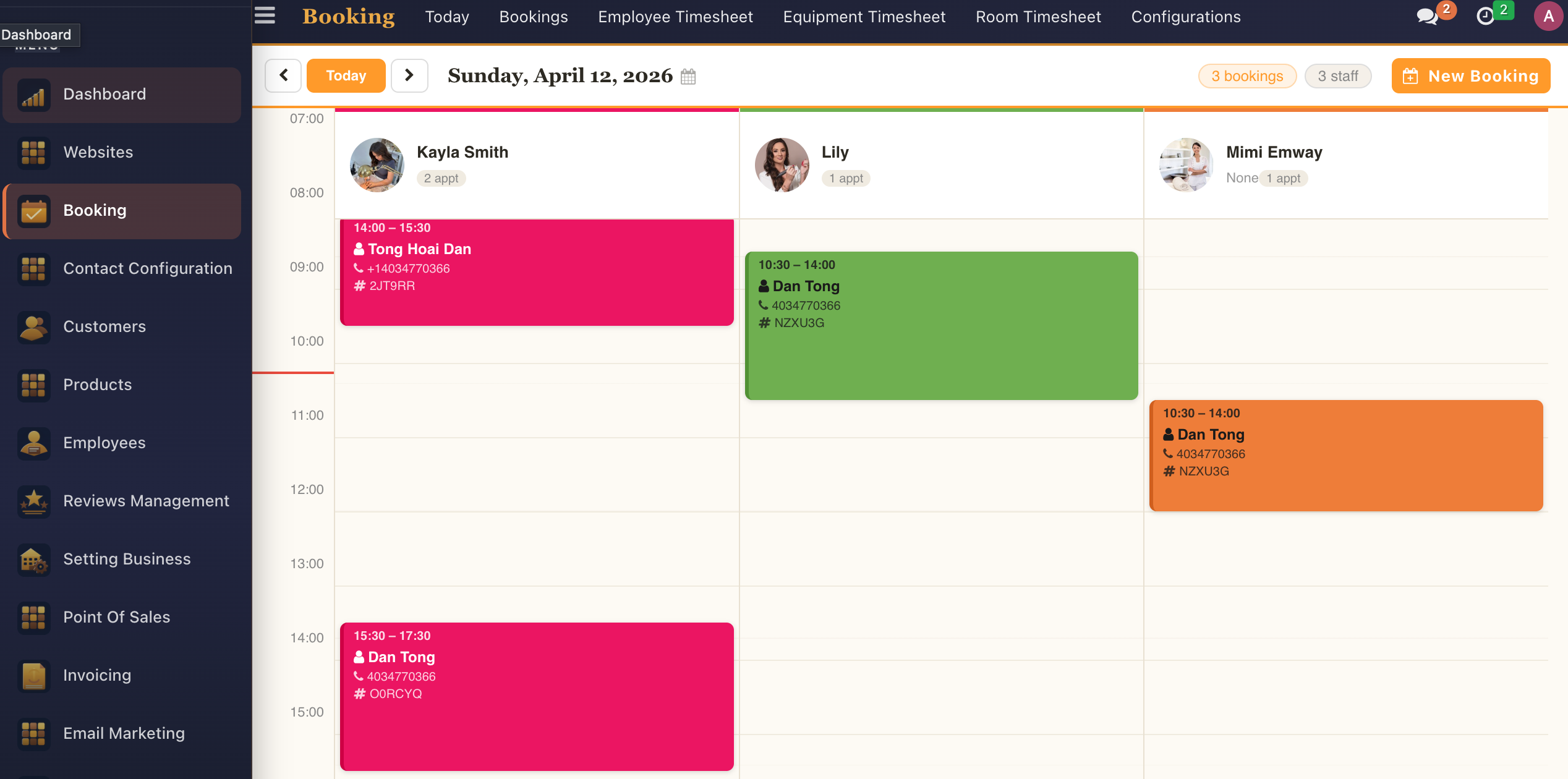 NowRio CRM booking calendar